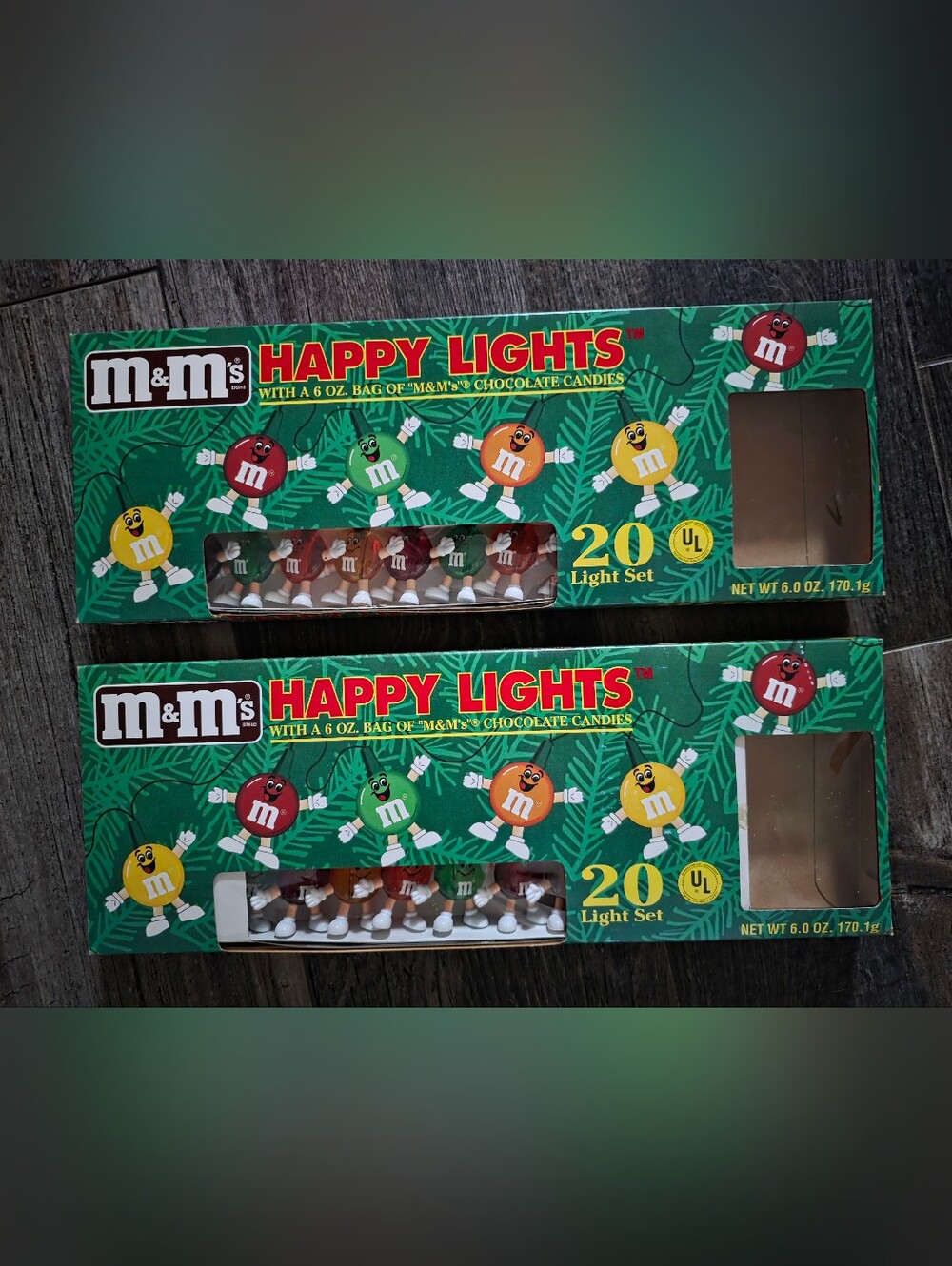 Vintage 1993 M&M's "Happy Lights" 20light holiday string sets